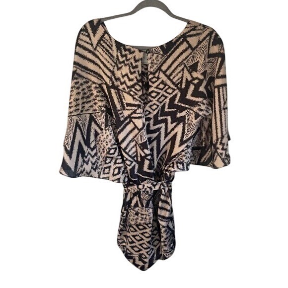 Guess Pants - Guess Tribal Print Flounce Sleeve Belted Romper Size S Boho Summer Jumpsuit Mini